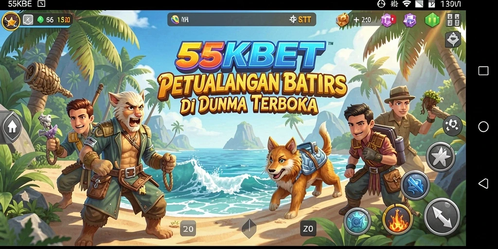 Screenshot gameplay 55KBET menampilkan petualangan seru di dunia terbuka.