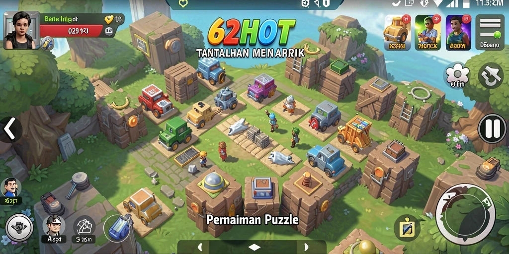 Screenshot gameplay utama 62HOT dengan berbagai puzzle menarik.