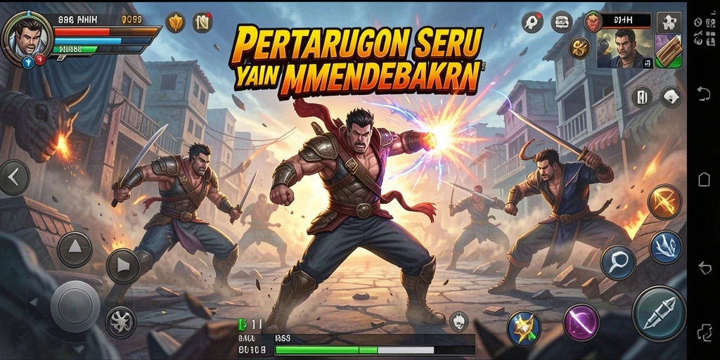 Screenshot utama 8HHH menampilkan pertarungan karakter dalam aksi penuh.