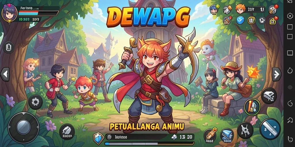 Tampilan gameplay seru dalam DEWAPG dengan karakter Anime yang menarik.