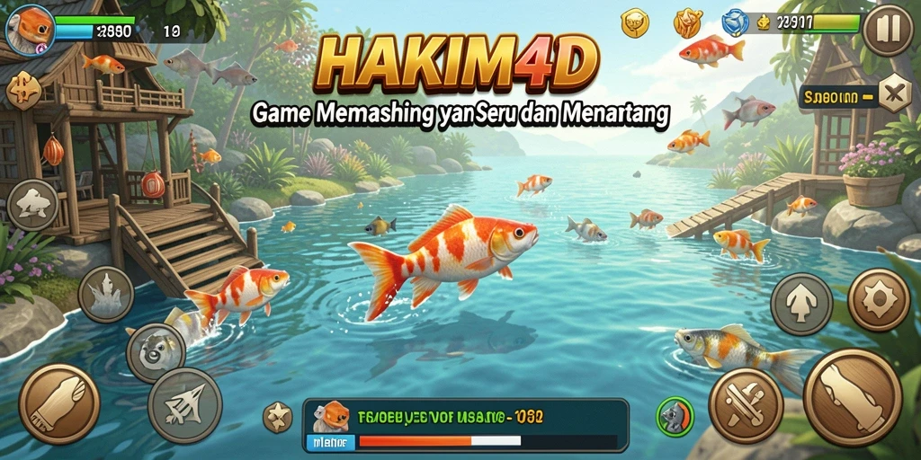 Screenshot gameplay HAKIM4D yang menampilkan suasana memancing yang indah.