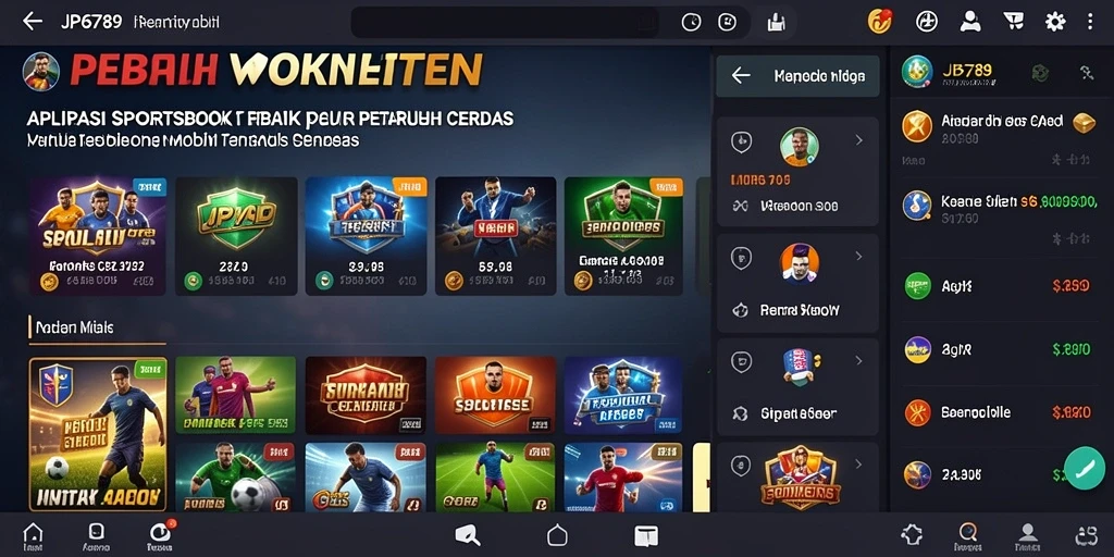 Tampilan utama aplikasi JP6789 saat pengguna melakukan taruhan olahraga.