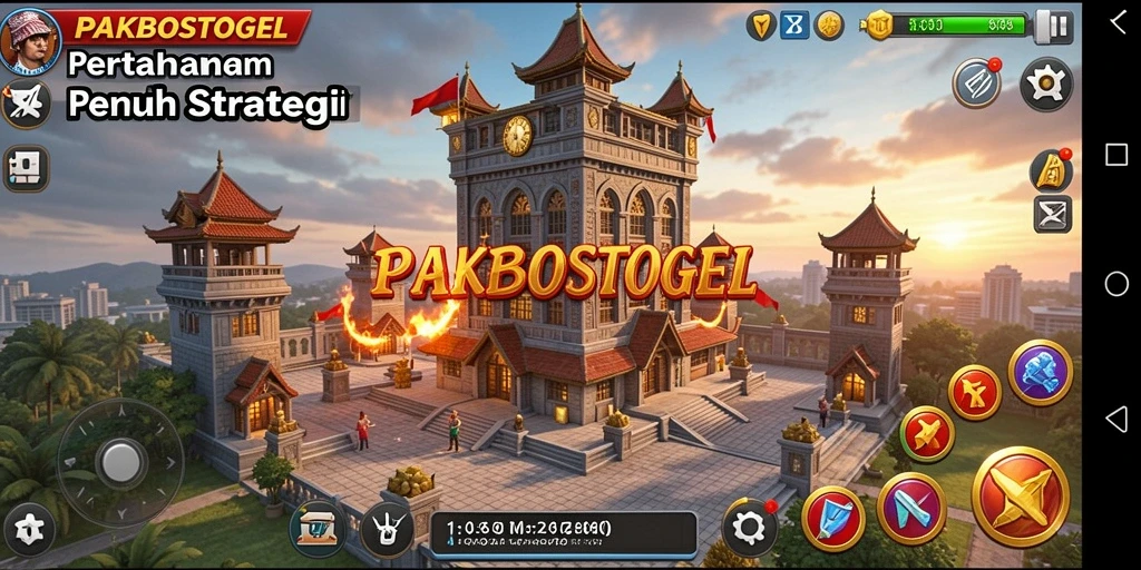 Tangkapan layar menampilkan aksi menara dalam PAKBOSTOGEL pada gameplay Tower Defense.