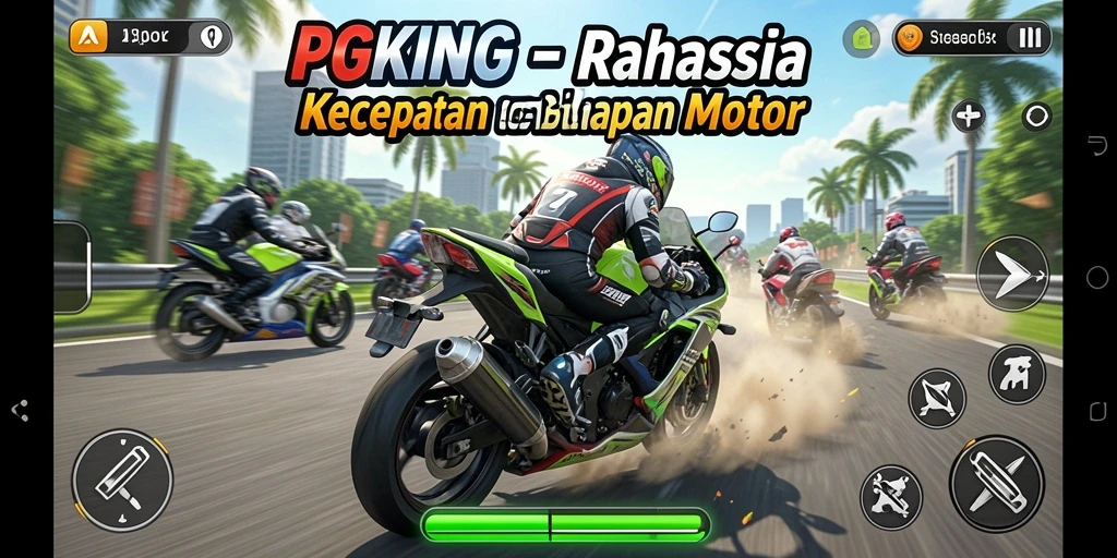 Gameplay PGKING yang menampilkan kecepatan balapan motor yang mendebarkan.
