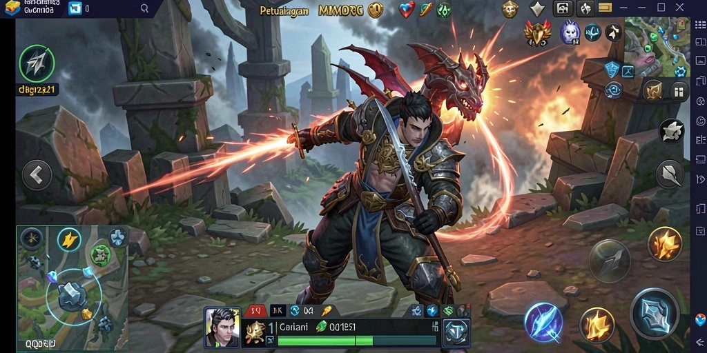 Tampilan screenshot <strong>QQ1221</strong> menampilkan aksi seru dalam pertarungan MMORPG.