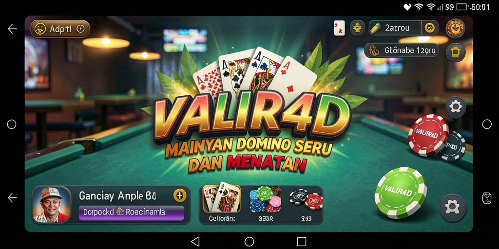 Tampilan dinamis gameplay Domino VALIR4D yang mengasyikkan.