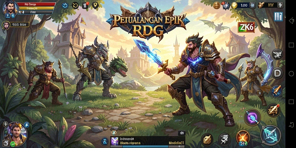 Screenshot gameplay ZK6 menampilkan aksi pertarungan seru di dunia RPG.